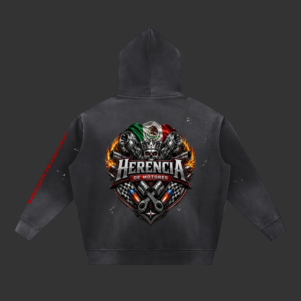 Vintage Washed Frayed Fleece Hoodie