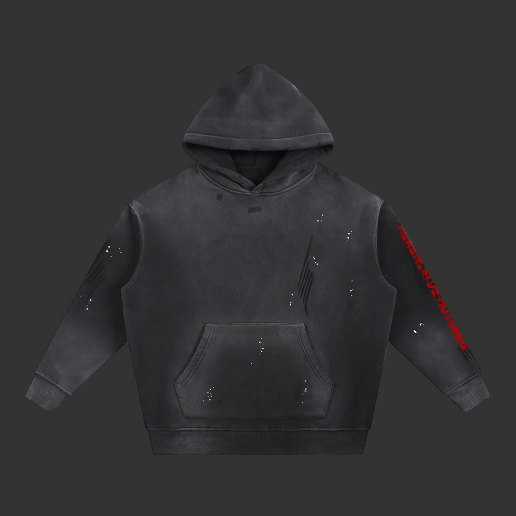 Vintage Washed Frayed Fleece Hoodie