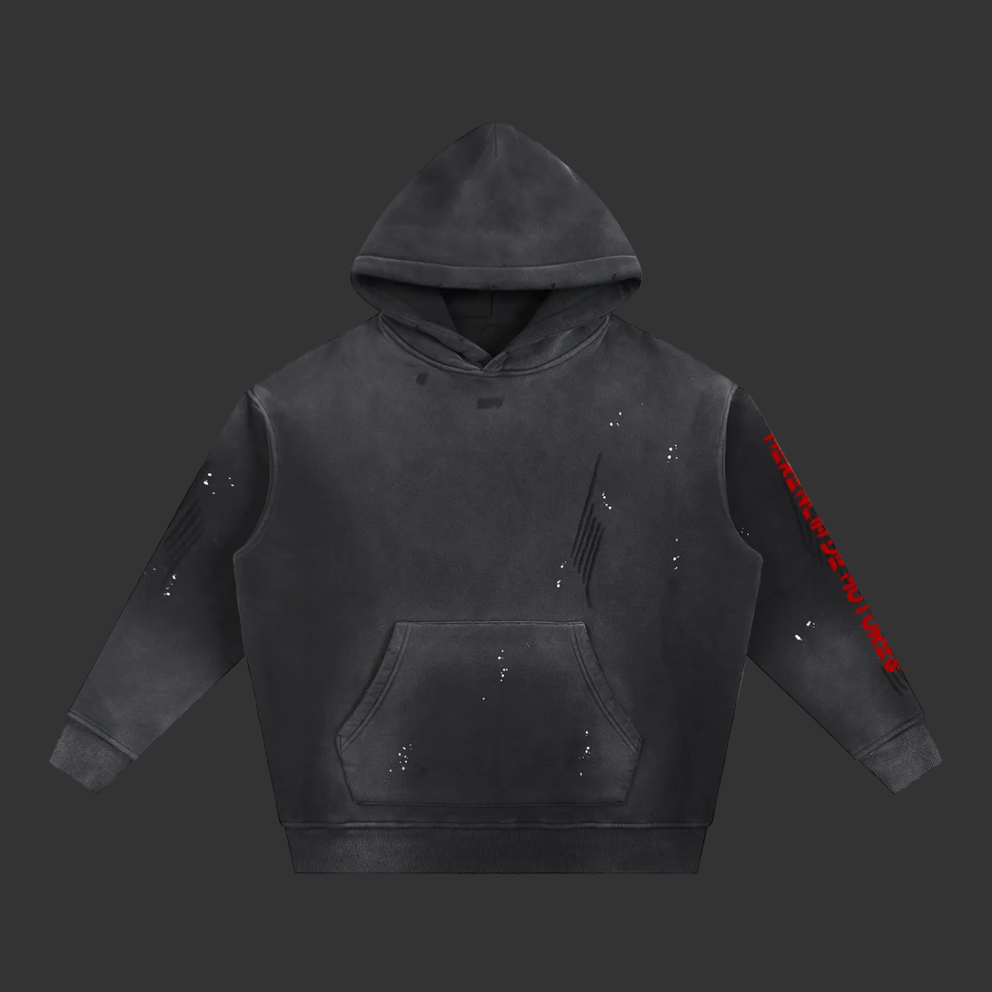Vintage Washed Frayed Fleece Hoodie